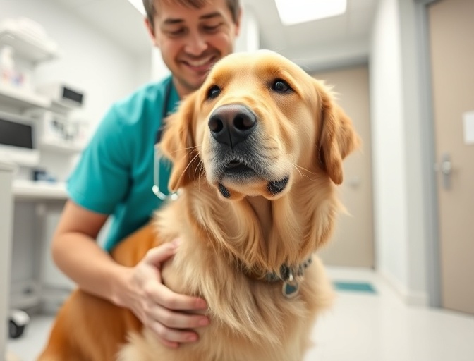 Veterinario atendiendo mascota